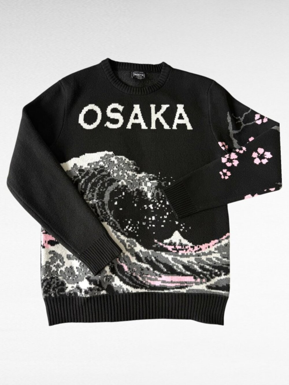 Osaka Japanese Wave Sakura Knit Sweater Harajuku Anime Oversized NWT